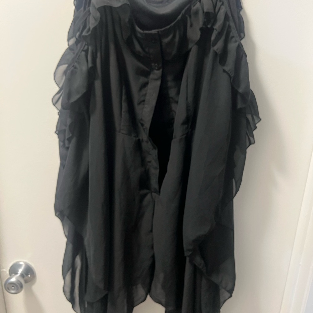 Elegant Black Ruffled Women's Tunic